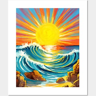 Summer Sun over Ocean Waves Posters and Art